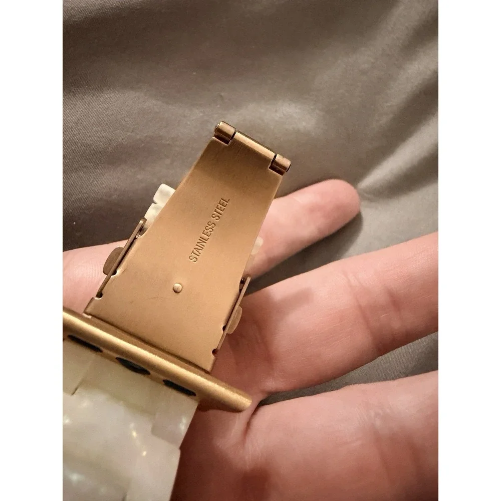 Resin Band for Apple Watch Series 11 10 SE 9 8 7 6 40/41/42mm Dressy Pearl